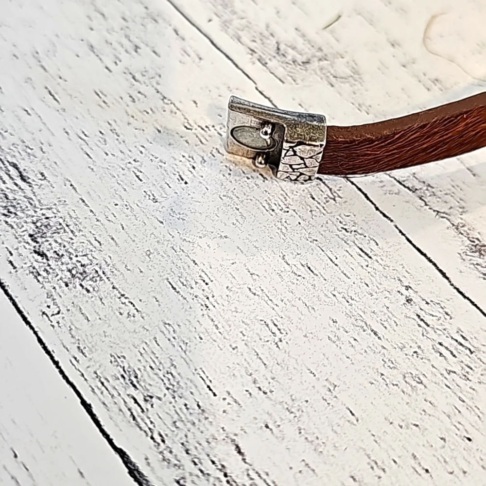 Handmade Cow Leather Indian Nickel Bracelet